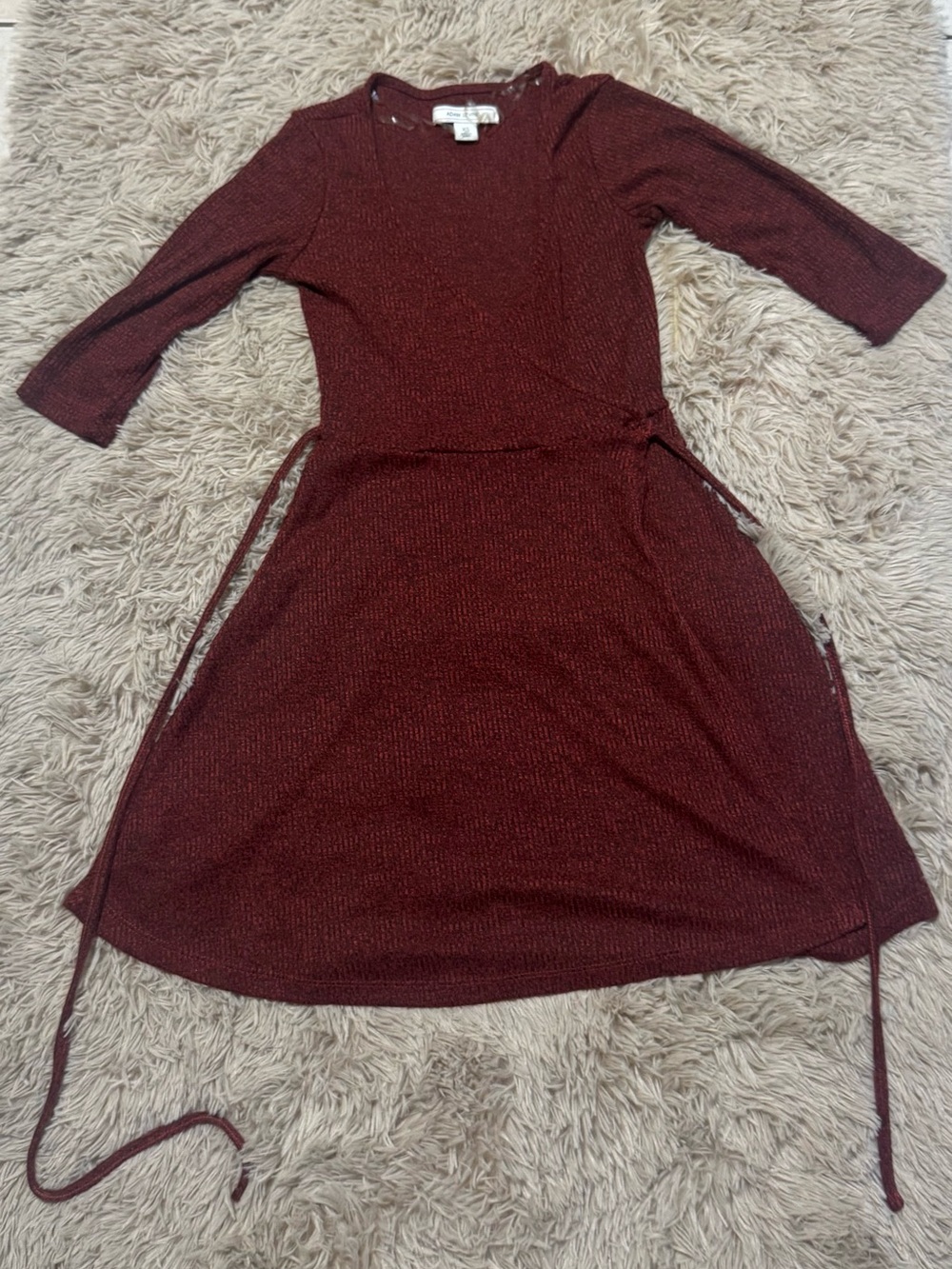 Adam Levine Collection Burgundy Long-Sleeve wrap Dress